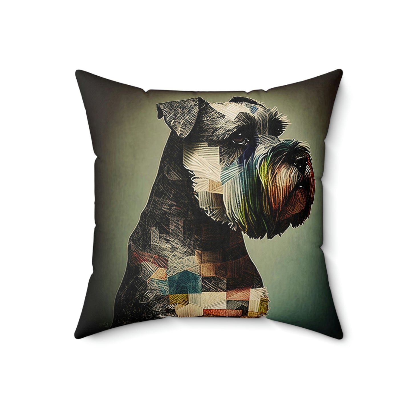 Whimsical Schnauzer Pillow