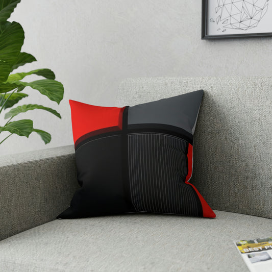 Red, Black, Gray Quadrant - Signature Broadcloth Pillow