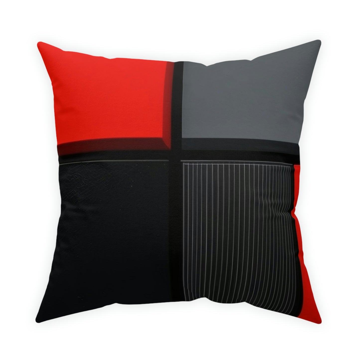 Red, Black, Gray Quadrant - Signature Broadcloth Pillow