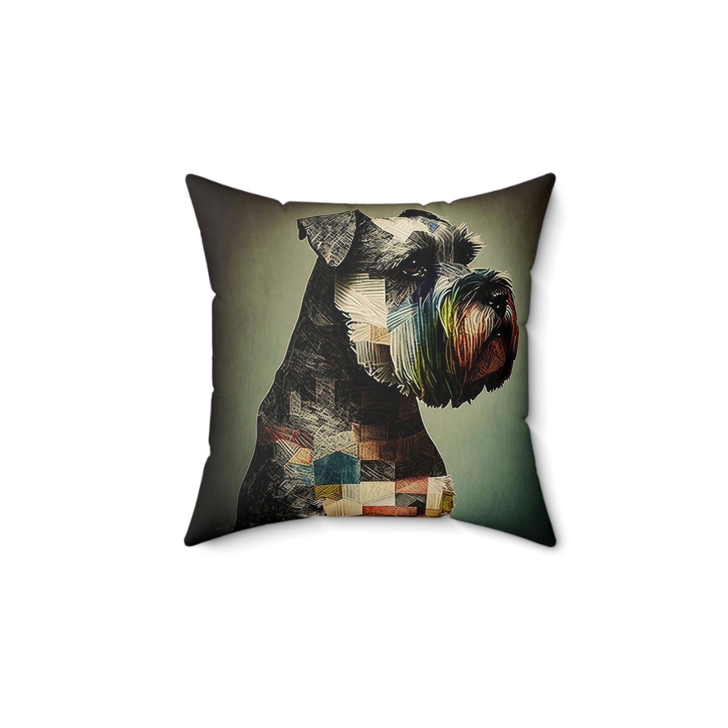 Whimsical Schnauzer Pillow