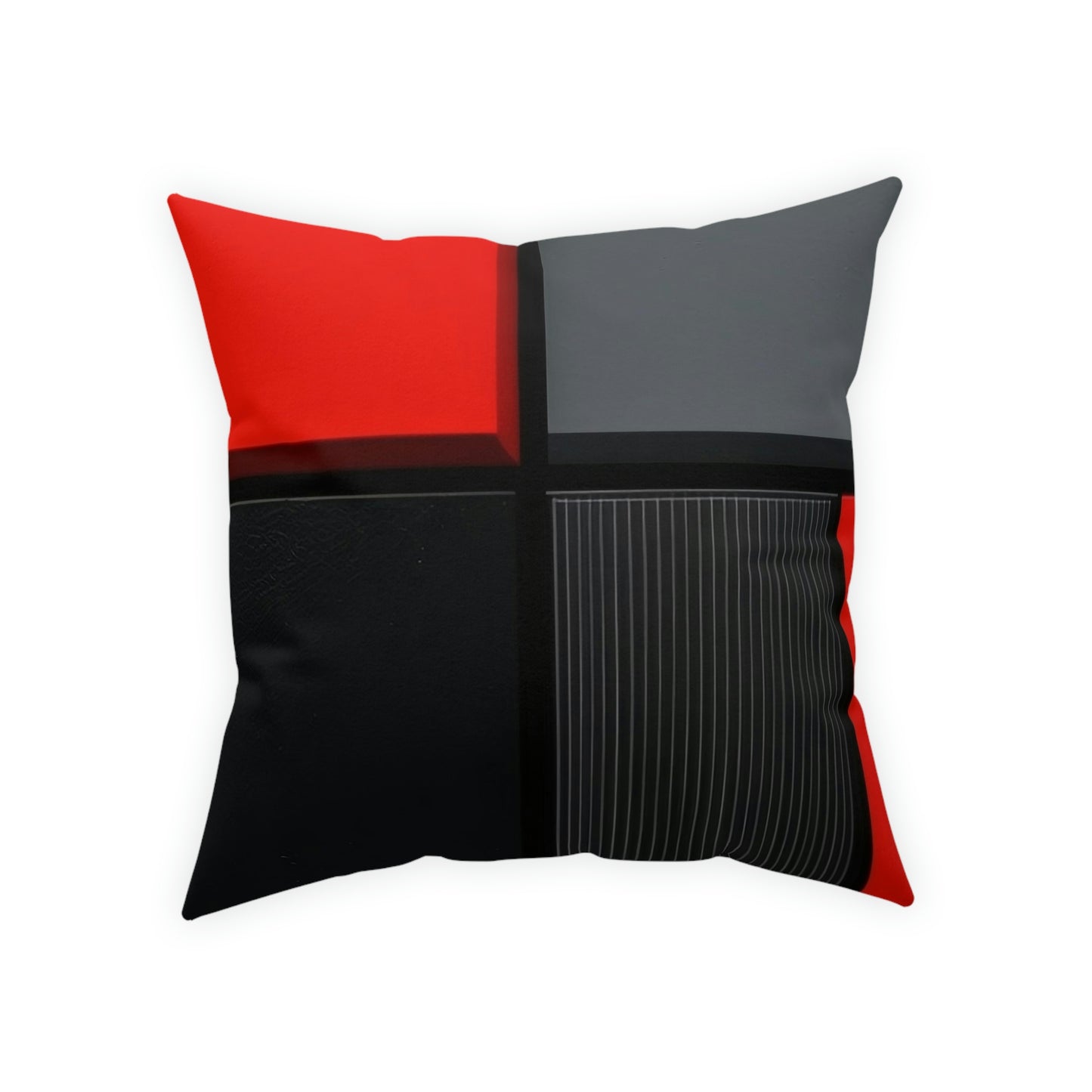 Red, Black, Gray Quadrant - Signature Broadcloth Pillow