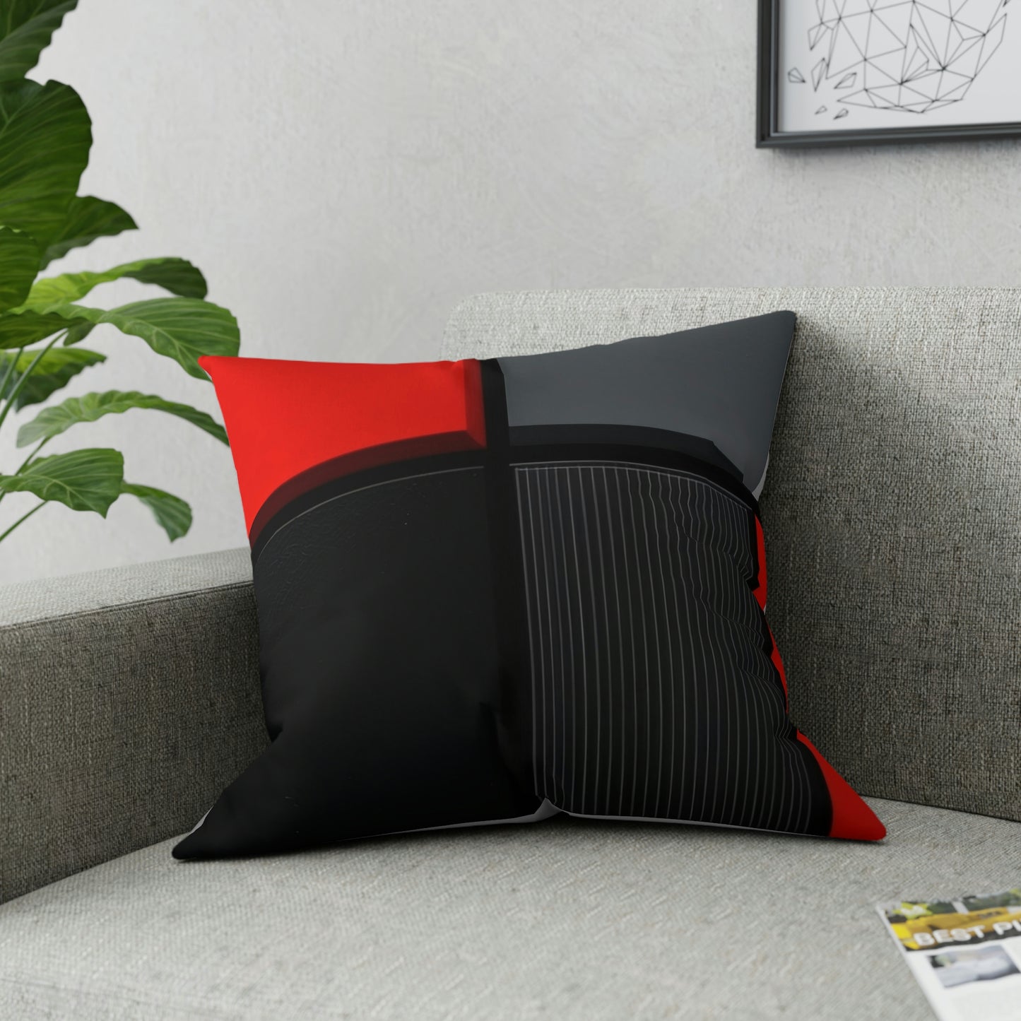 Red, Black, Gray Quadrant - Signature Broadcloth Pillow